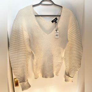 EXPRESS Balloon Sleeved Ribbed Sweater